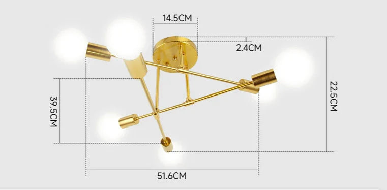 Industrial-Deckenleuchte | Kreuz-Design | Schwarz oder Gold | Wohnzimmer & Esszimmer