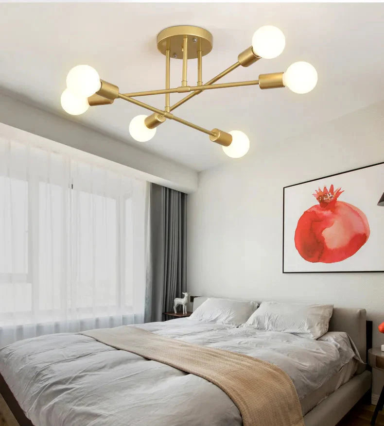 Industrial-Deckenleuchte | Kreuz-Design | Schwarz oder Gold | Wohnzimmer & Esszimmer