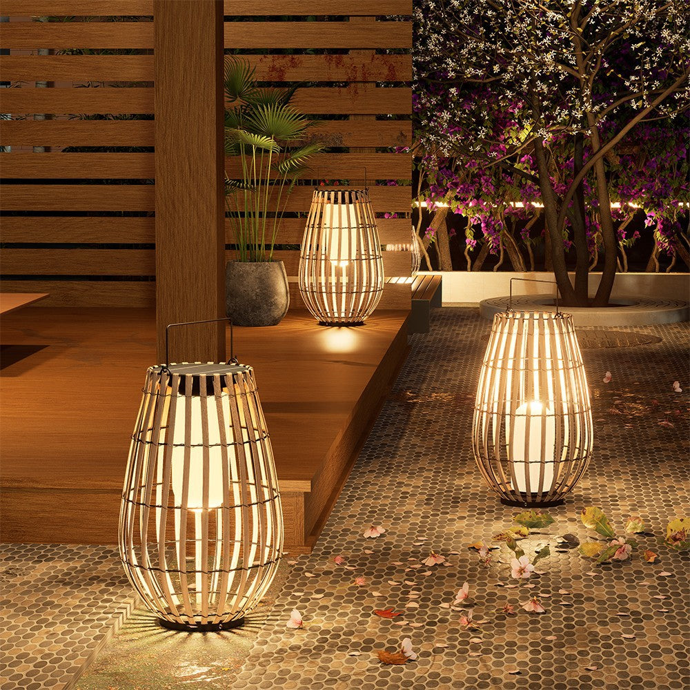 Solar-Laterne Rattan Optik | E27 | Garten & Terrasse | LED