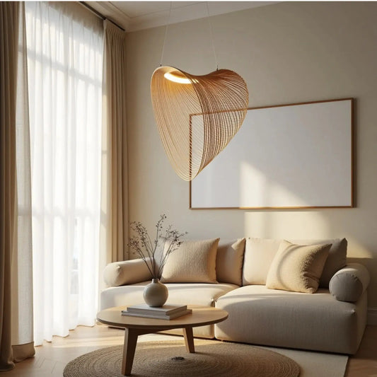 Pendelleuchte | Holz-Design | Warmweißes & Dimmbares Licht | Wohnzimmer & Esszimmer