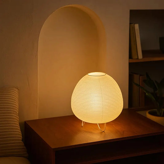 Japanische Papier-Tischlampe – Ovales Design mit warmem Licht