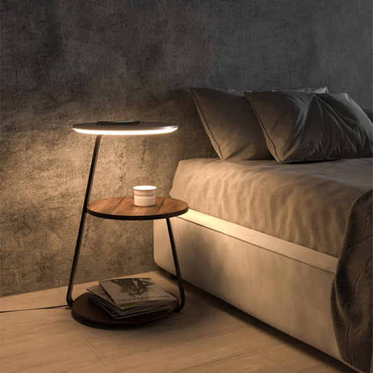 Beistelltisch mit Lampe | Holz & Metall | Design-Wohnaccessoire | Warmes Stimmungslicht