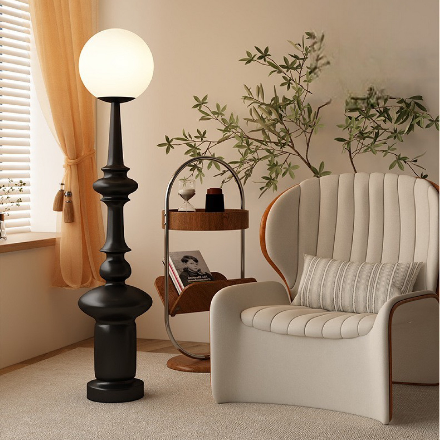 Stehlampe Kugel Schwarz | E27 | Glas Metall | Modern