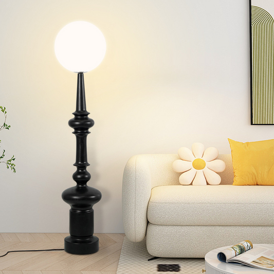 Stehlampe Kugel Schwarz | E27 | Glas Metall | Modern