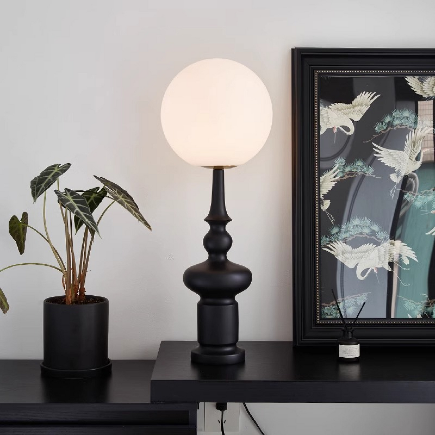 Stehlampe Kugel Schwarz | E27 | Glas Metall | Modern