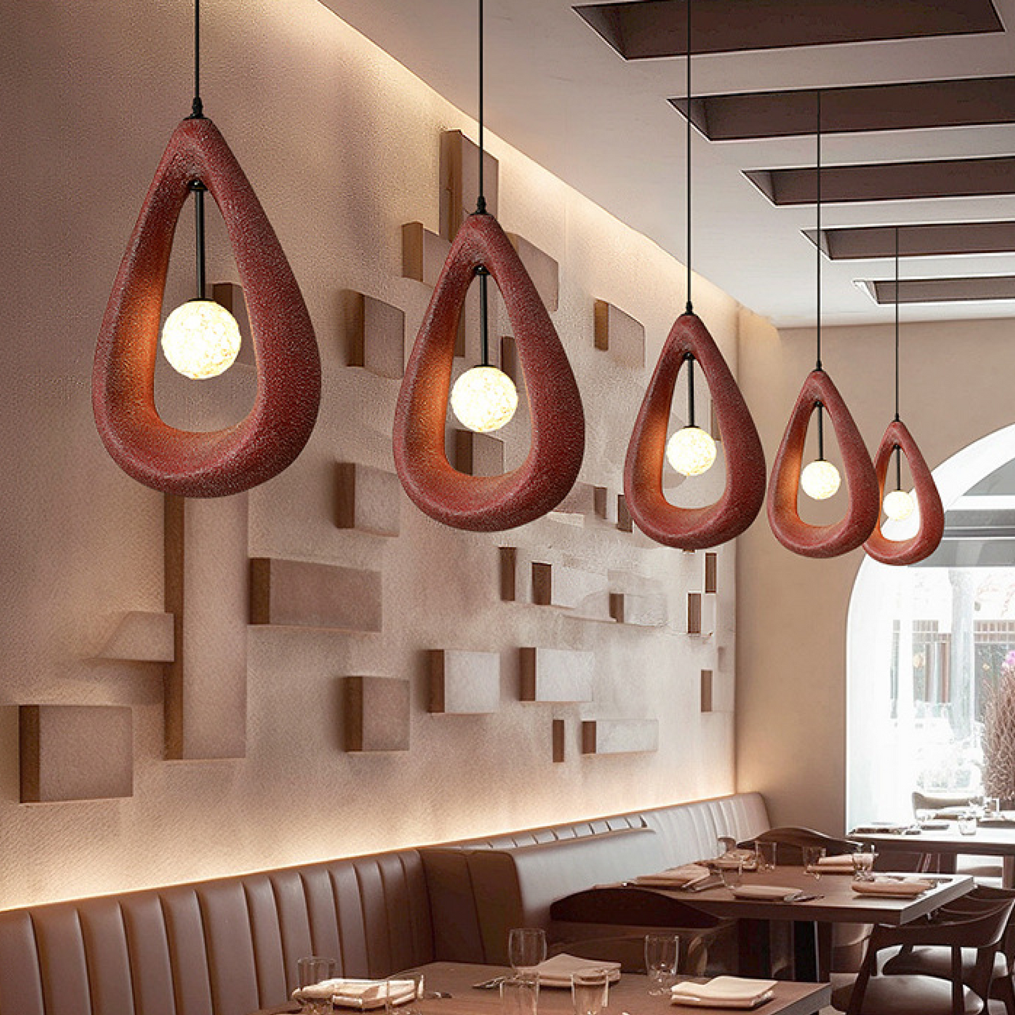 LED-Pendelleuchte | Japandi Oval | Höhenverstellbar | Warmweißes Licht