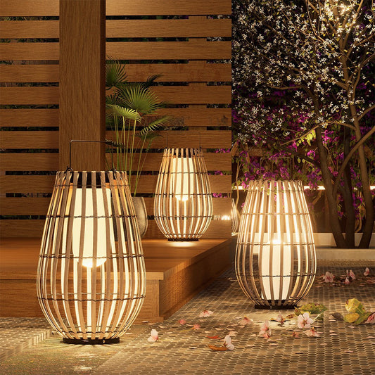 Solar-Laterne Rattan Optik | E27 | Garten & Terrasse | LED