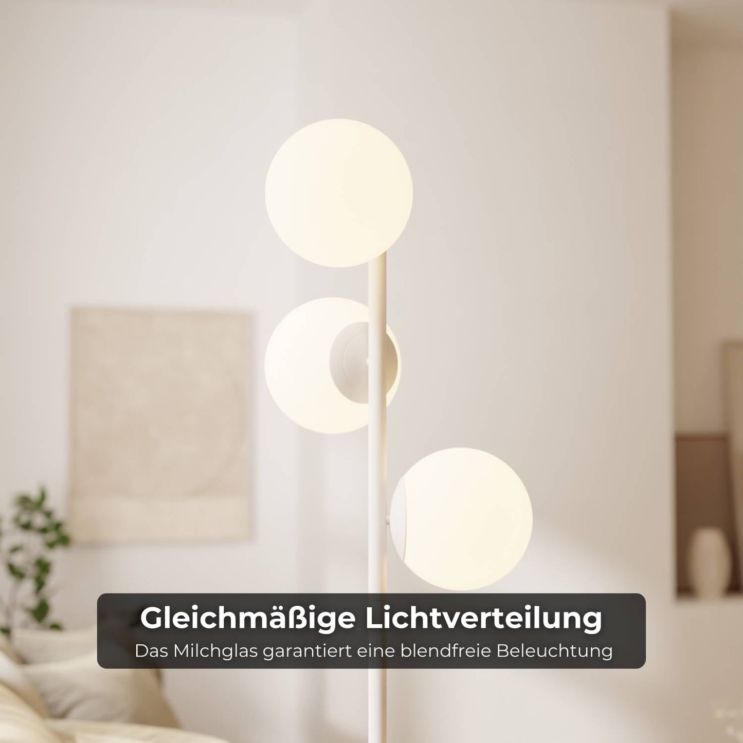 LED-Stehleuchte | Designer-Innenbeleuchtung | Opalglas & Travertin-Akzent
