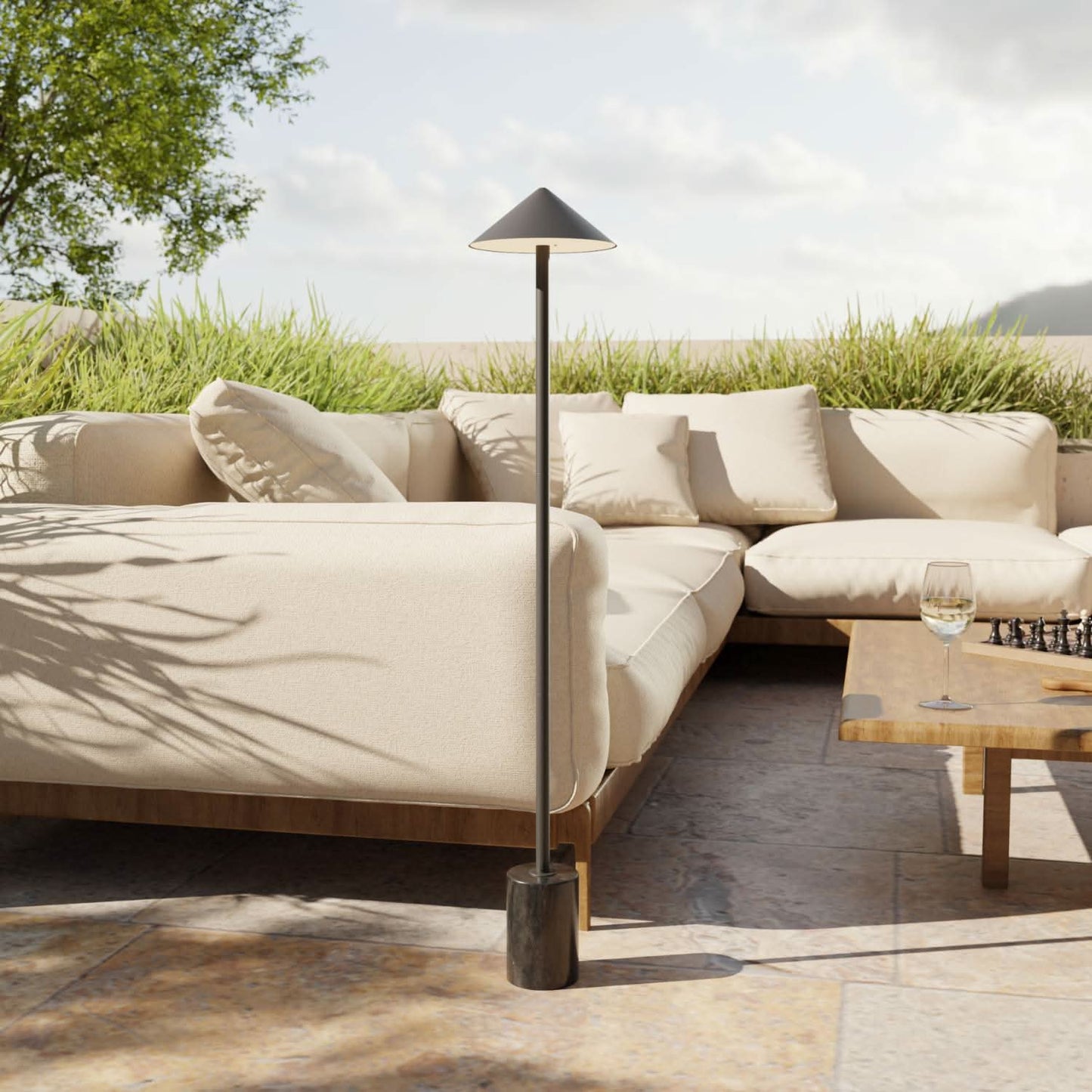 Akku-LED-Stehleuchte | Kabellos | Dimmbar | IP54 Schutz