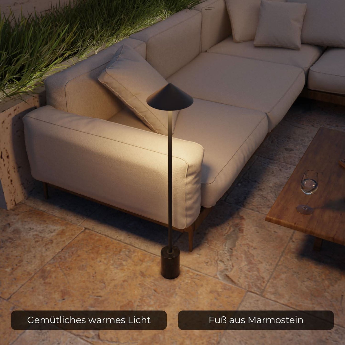 Akku-LED-Stehleuchte | Kabellos | Dimmbar | IP54 Schutz