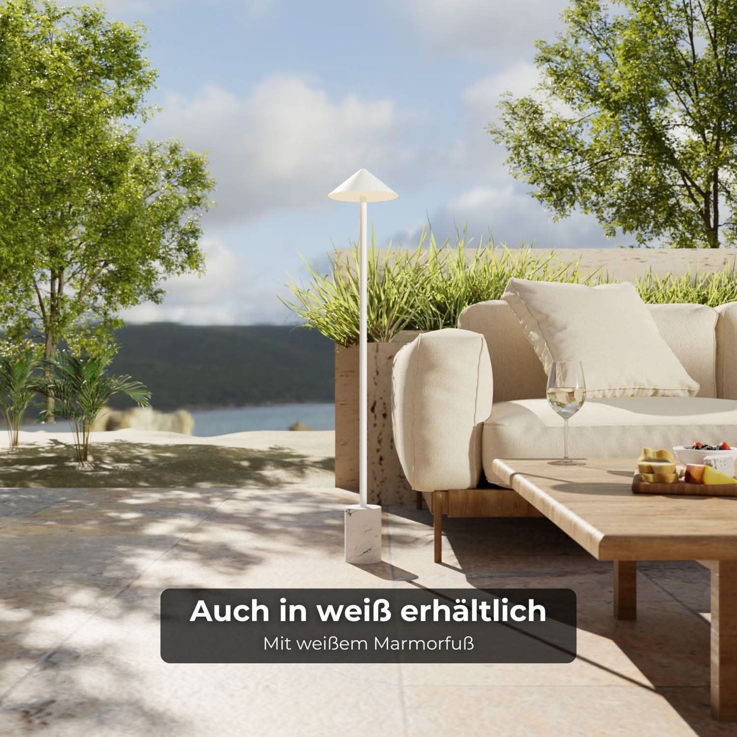 Akku-LED-Stehleuchte | Kabellos | Dimmbar | IP54 Schutz