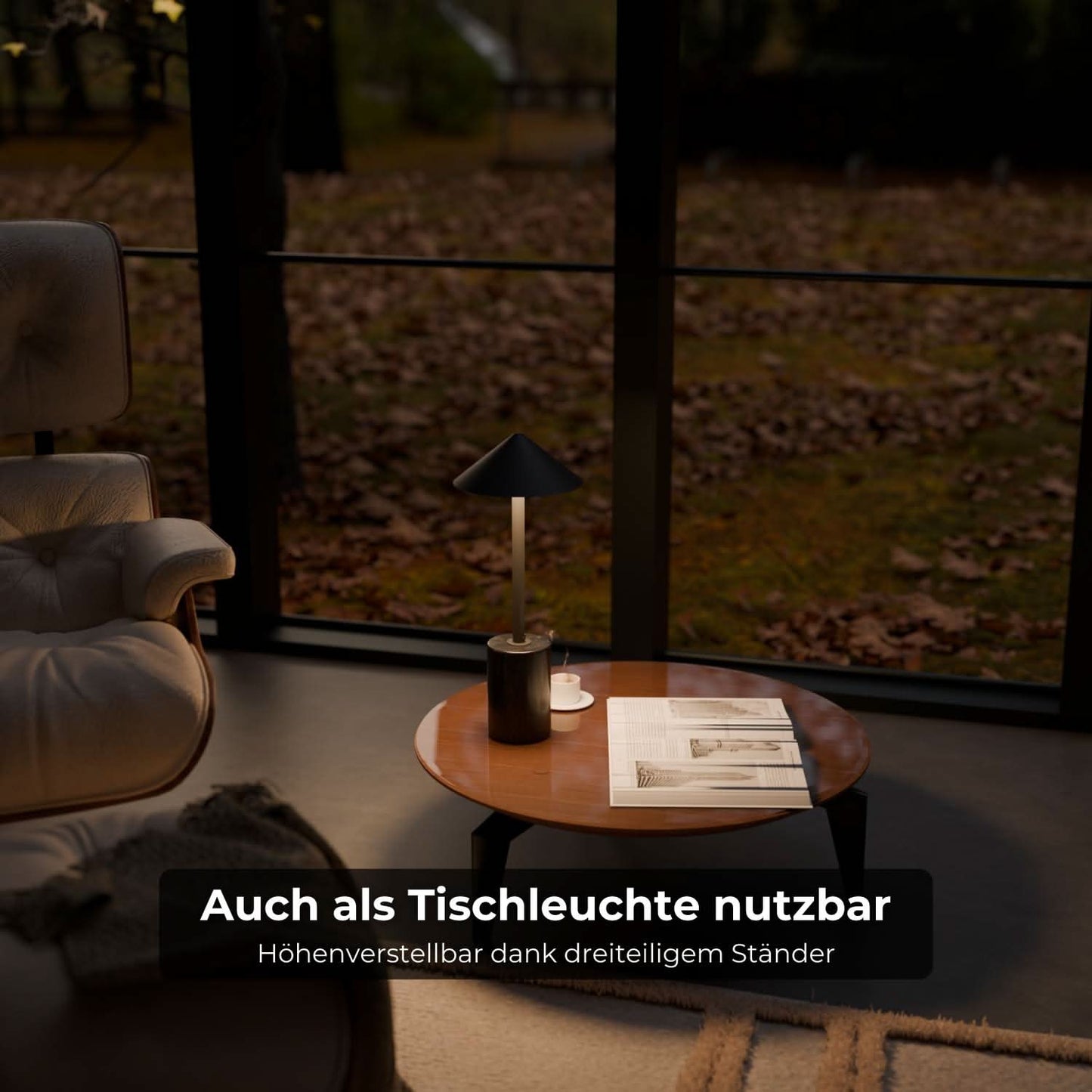 Akku-LED-Stehleuchte | Kabellos | Dimmbar | IP54 Schutz