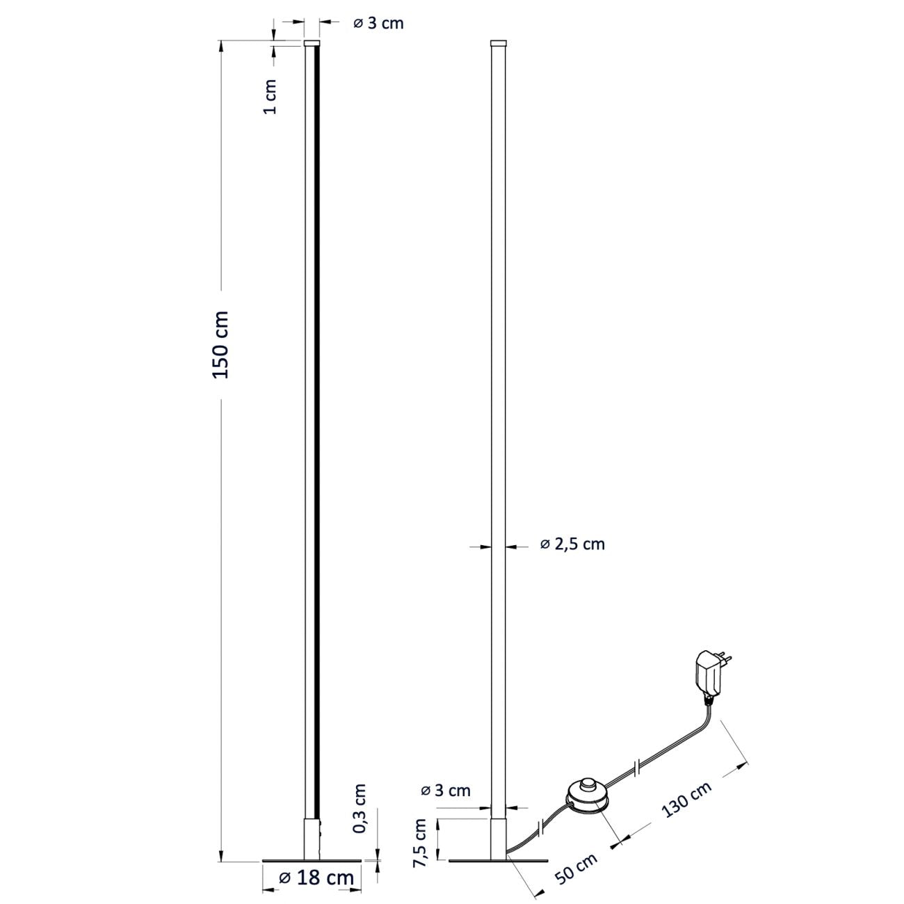 Stehlampe | LED dimmbar | Modernes Design | Wohnzimmer & Schlafzimmer