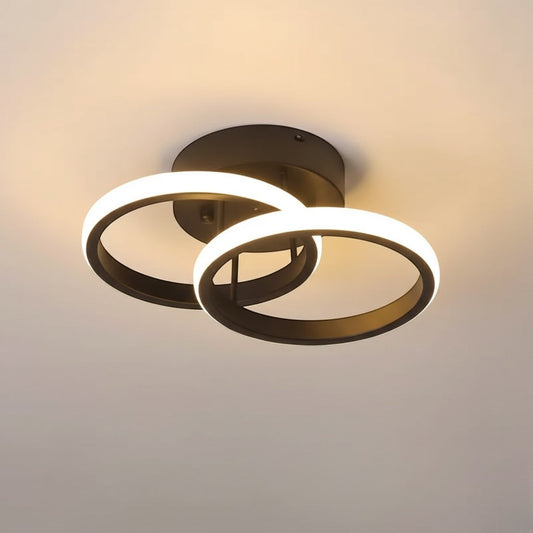 Moderne LED-Doppelring-Deckenleuchte | Flush-Mount Design | 3-Farben-Lichtwahl