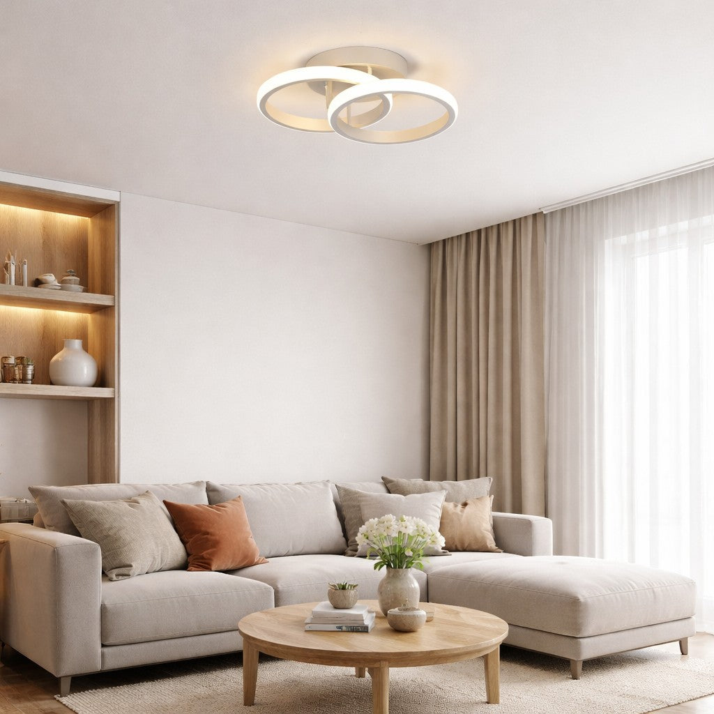 Moderne LED-Doppelring-Deckenleuchte | Flush-Mount Design | 3-Farben-Lichtwahl