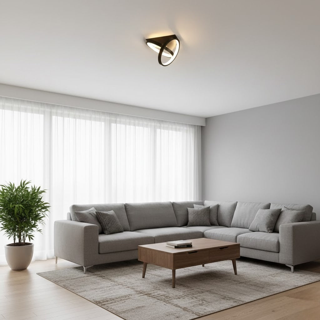 Moderne LED-Doppelring-Deckenleuchte | Flush-Mount Design | 3-Farben-Lichtwahl