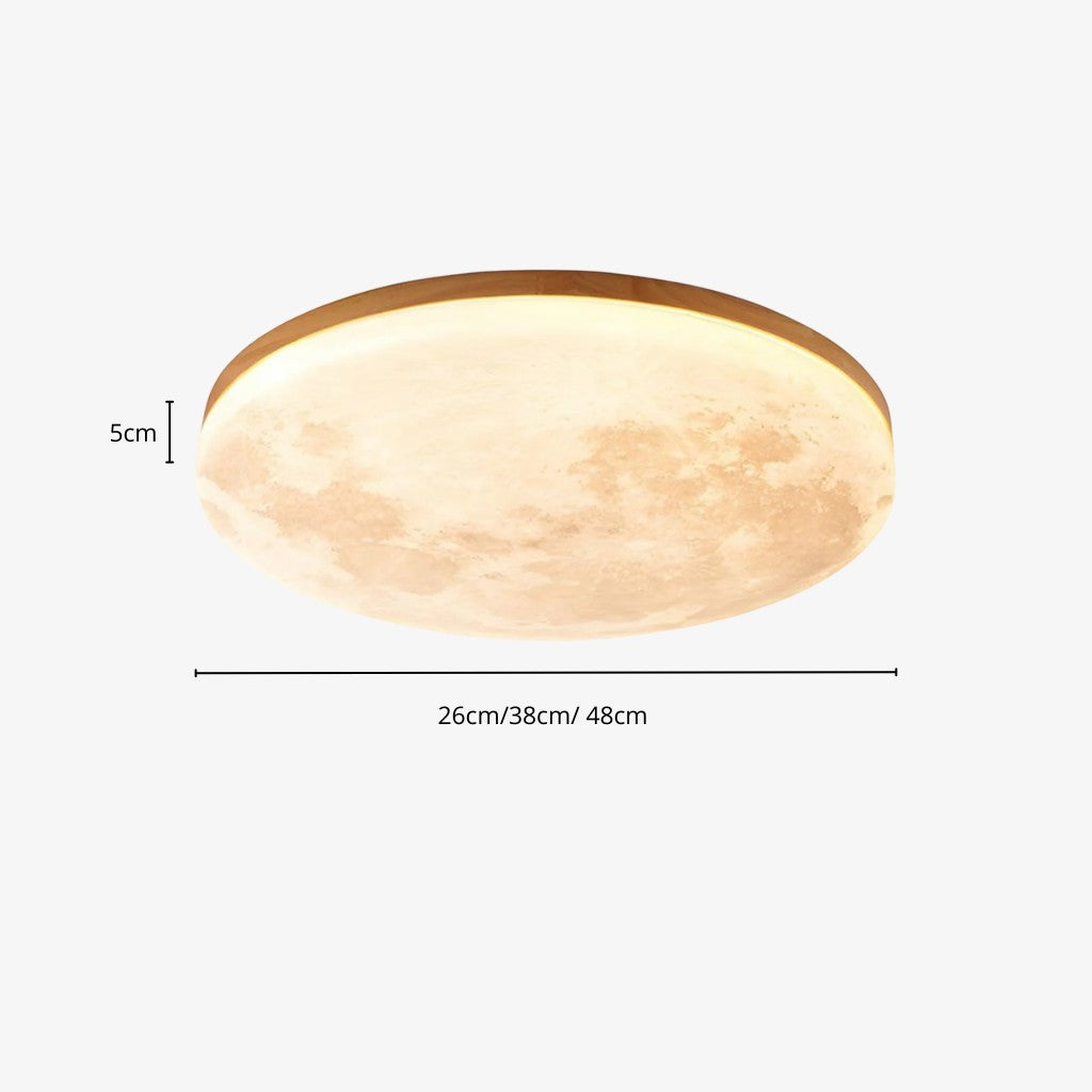 Moon LED-Deckenleuchte mit Holzrahmen | Organisches Mond-Design | Flush-Mount
