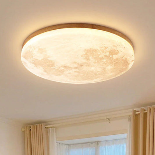 Moon LED-Deckenleuchte mit Holzrahmen | Organisches Mond-Design | Flush-Mount
