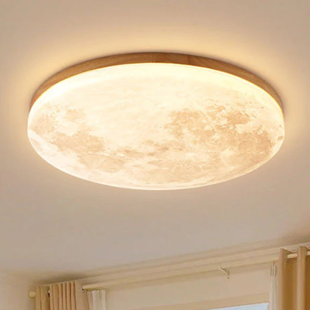 Moon LED-Deckenleuchte mit Holzrahmen | Organisches Mond-Design | Flush-Mount