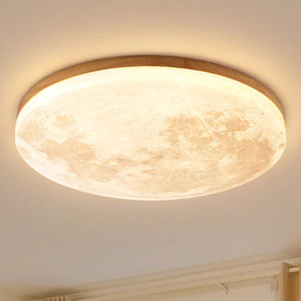 Moon LED-Deckenleuchte mit Holzrahmen | Organisches Mond-Design | Flush-Mount