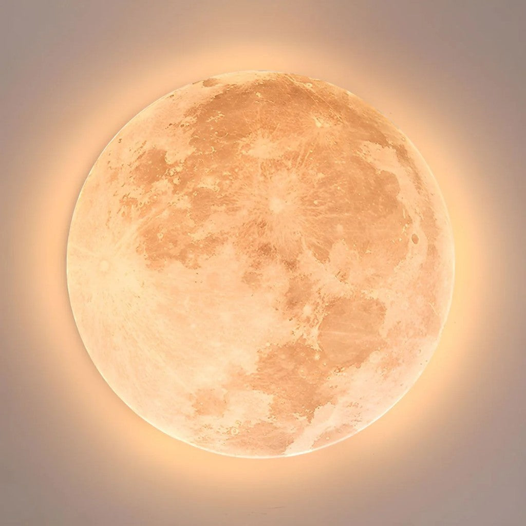 Moon LED-Deckenleuchte mit Holzrahmen | Organisches Mond-Design | Flush-Mount