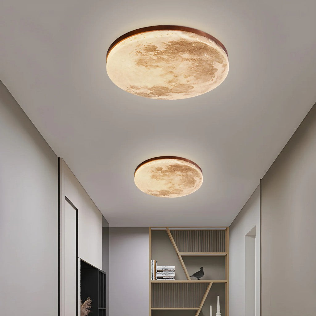 Moon LED-Deckenleuchte mit Holzrahmen | Organisches Mond-Design | Flush-Mount