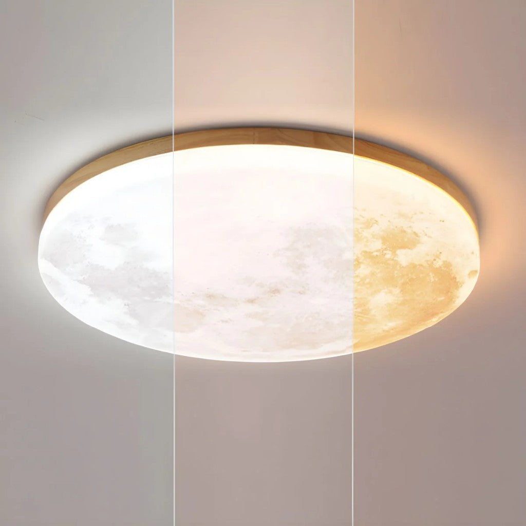 Moon LED-Deckenleuchte mit Holzrahmen | Organisches Mond-Design | Flush-Mount