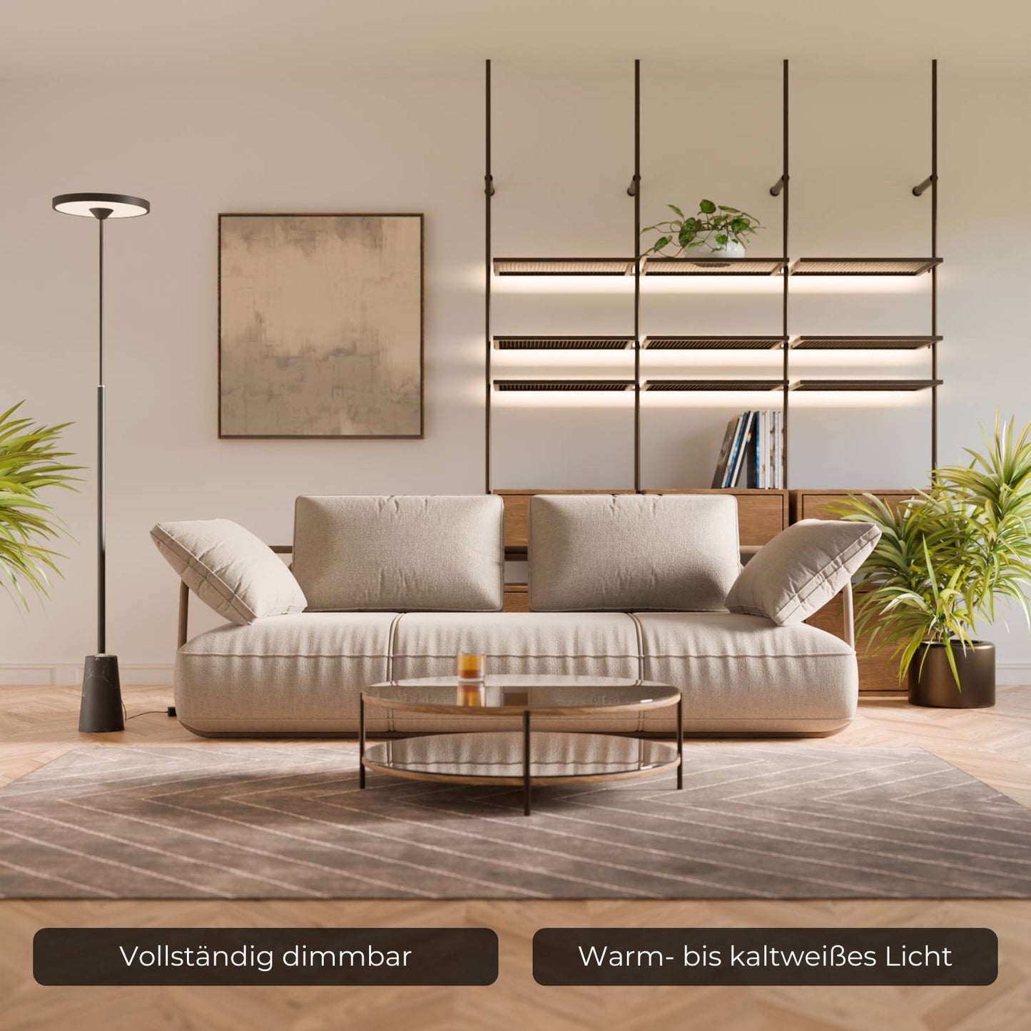 LED-Stehleuchte | Dimmbar | Up- & Downlight | Designer-Innenbeleuchtung