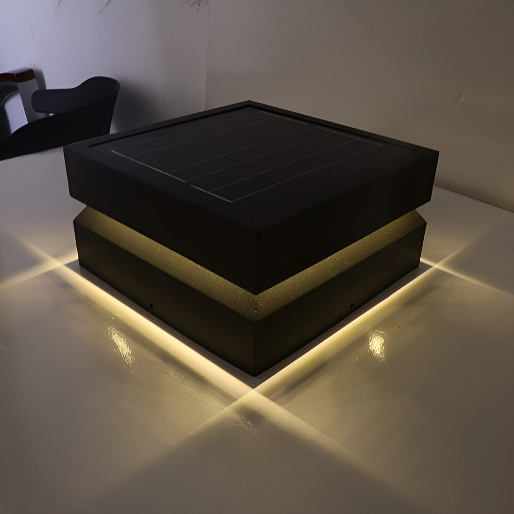Solar-Pfeilerleuchte Quadratisch | LED | IP65 | Außenleuchte für Wege & Einfahrt