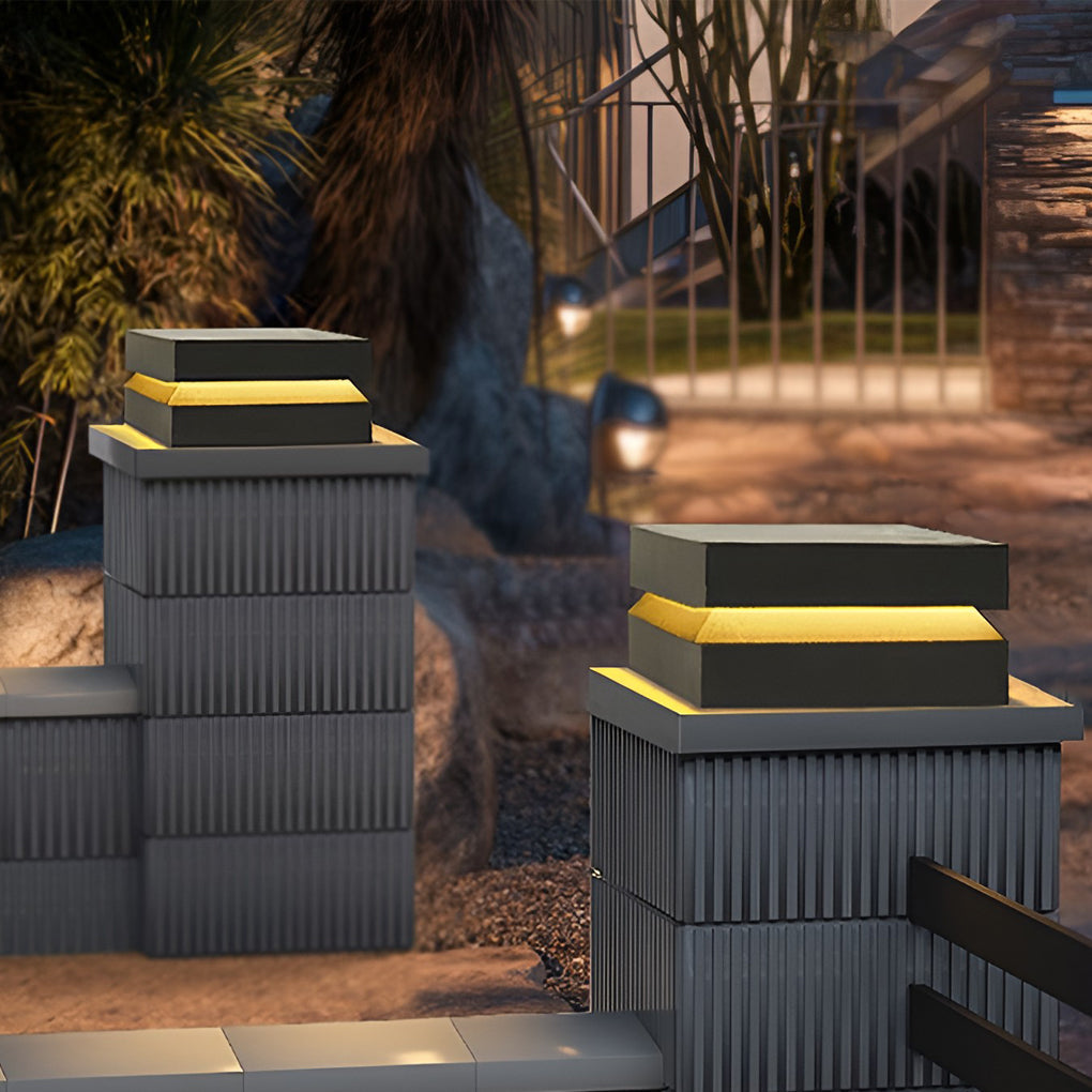 Solar-Pfeilerleuchte Quadratisch | LED | IP65 | Außenleuchte für Wege & Einfahrt
