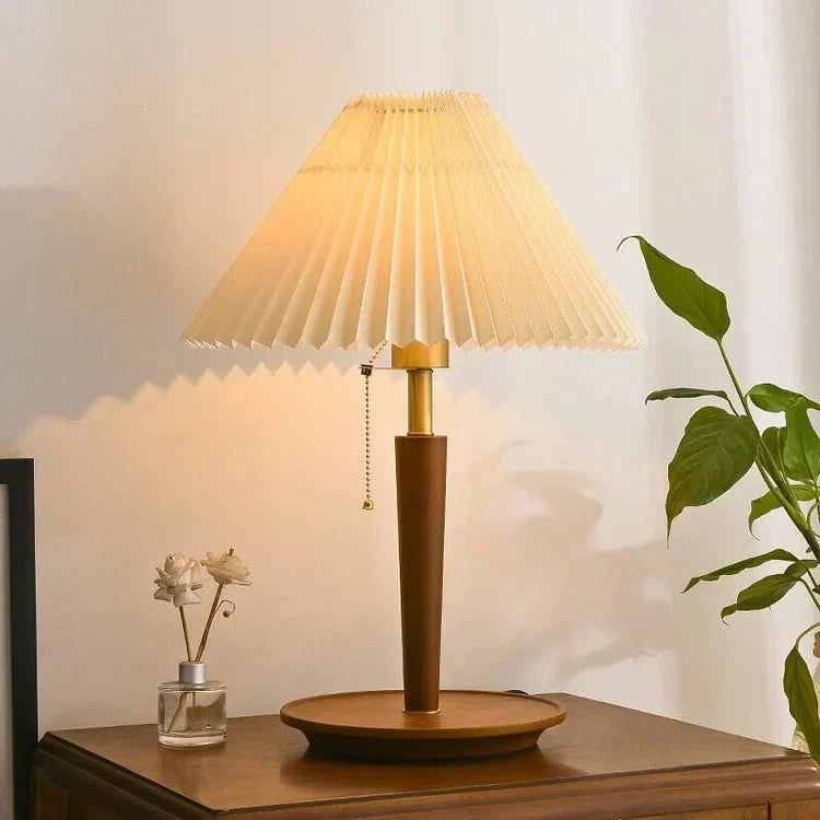 Tischlampe Holz Stoffschirm | E27 | Klassisch | Warmes Licht