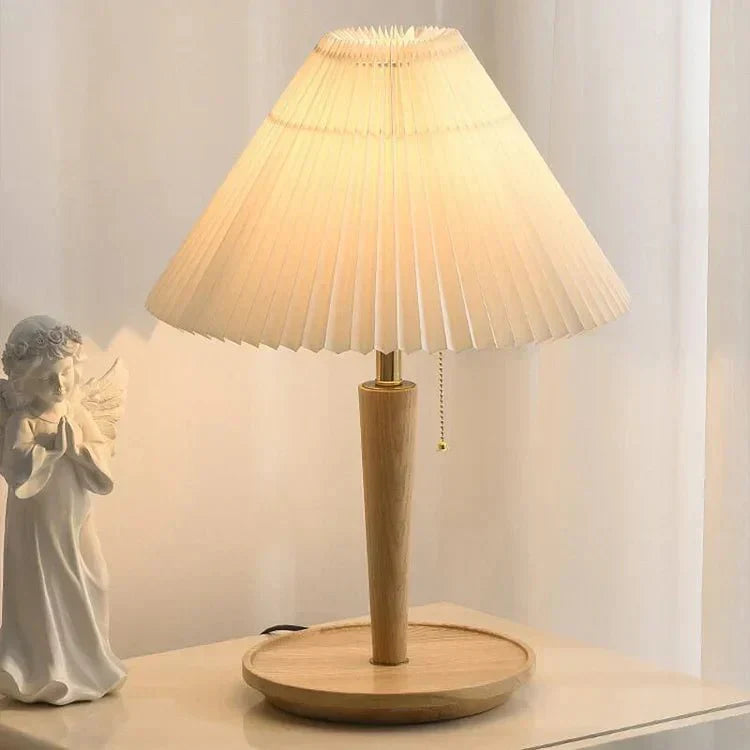 Tischlampe Holz Stoffschirm | E27 | Klassisch | Warmes Licht