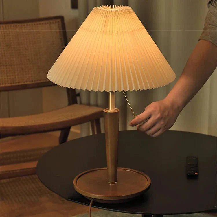 Tischlampe Holz Stoffschirm | E27 | Klassisch | Warmes Licht
