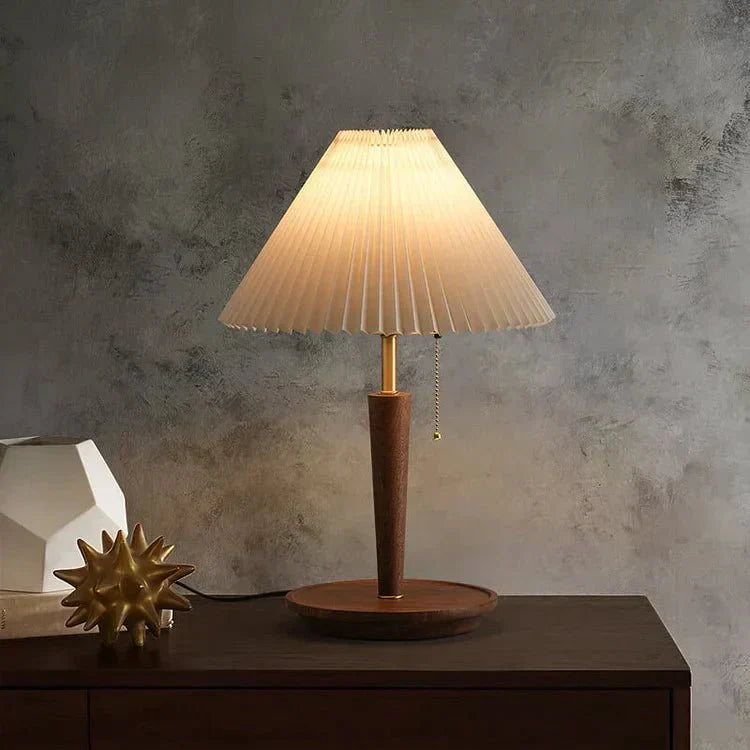 Tischlampe Holz Stoffschirm | E27 | Klassisch | Warmes Licht