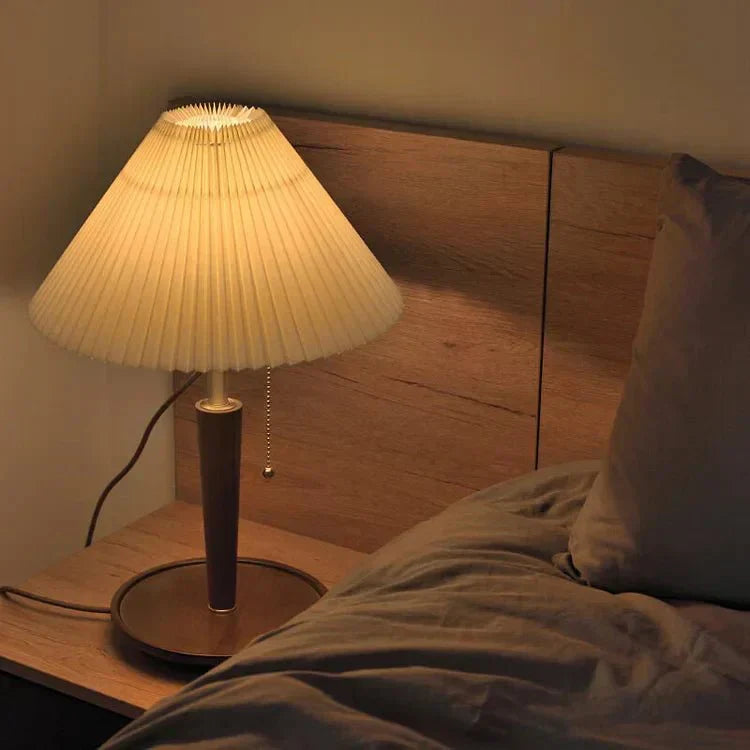 Tischlampe Holz Stoffschirm | E27 | Klassisch | Warmes Licht