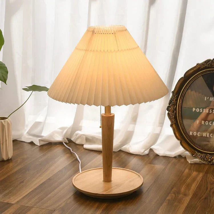 Tischlampe Holz Stoffschirm | E27 | Klassisch | Warmes Licht