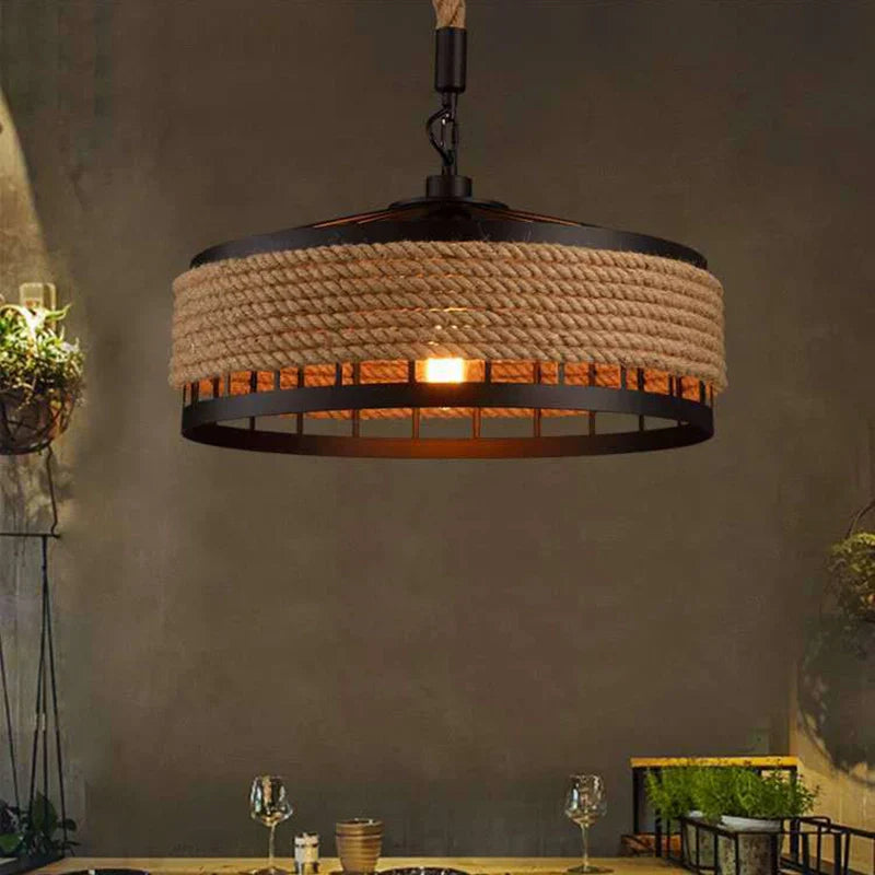 Industrial Pendelleuchte | Schwarz & Seil | Wohnzimmer & Esszimmer