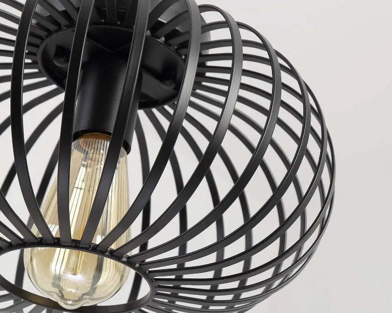 Industrial-Deckenleuchte | Oval Ø30 cm | Schwarz | Direktes & Ambiente Licht