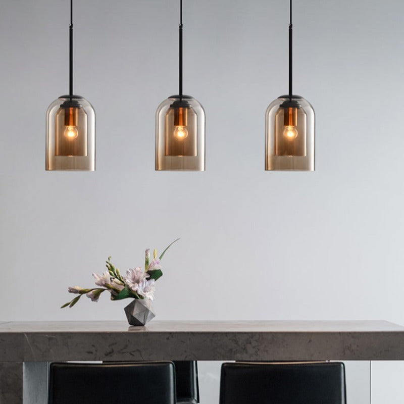 Pendelleuchte | Rauchglas-Zylinder | Höhenverstellbar | Wohnzimmer & Esszimmer