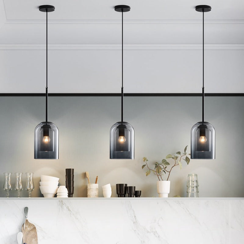 Pendelleuchte | Rauchglas-Zylinder | Höhenverstellbar | Wohnzimmer & Esszimmer