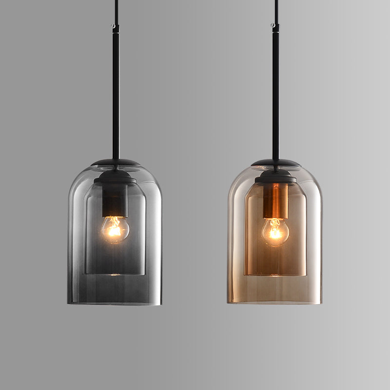 Pendelleuchte | Rauchglas-Zylinder | Höhenverstellbar | Wohnzimmer & Esszimmer