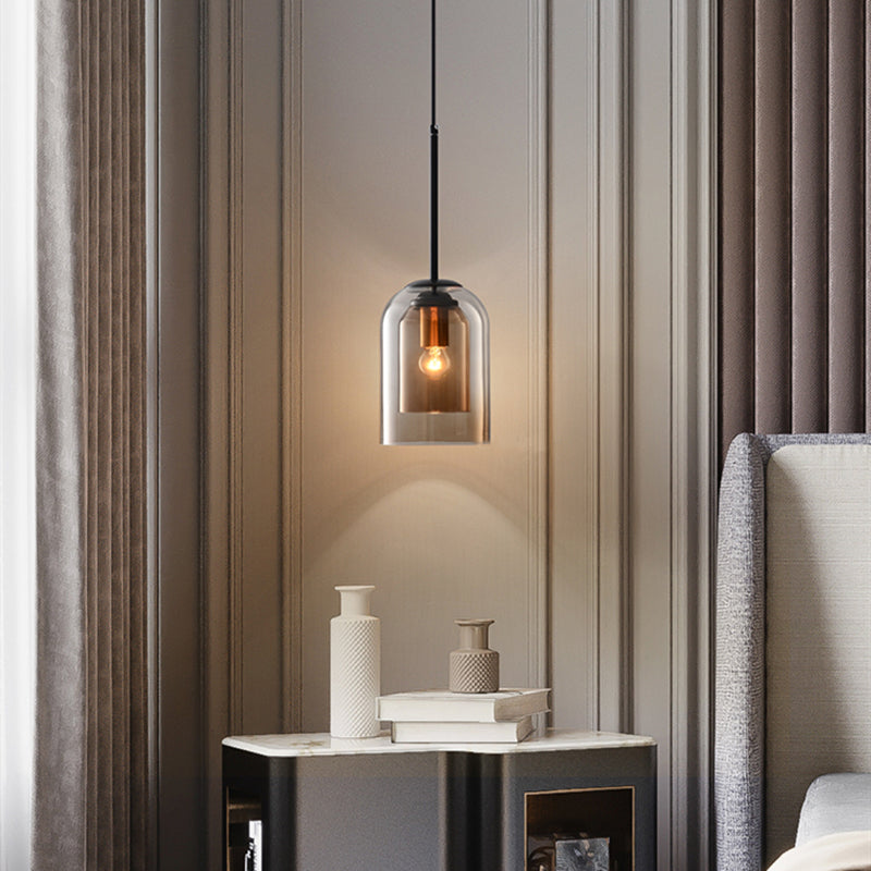 Pendelleuchte | Rauchglas-Zylinder | Höhenverstellbar | Wohnzimmer & Esszimmer