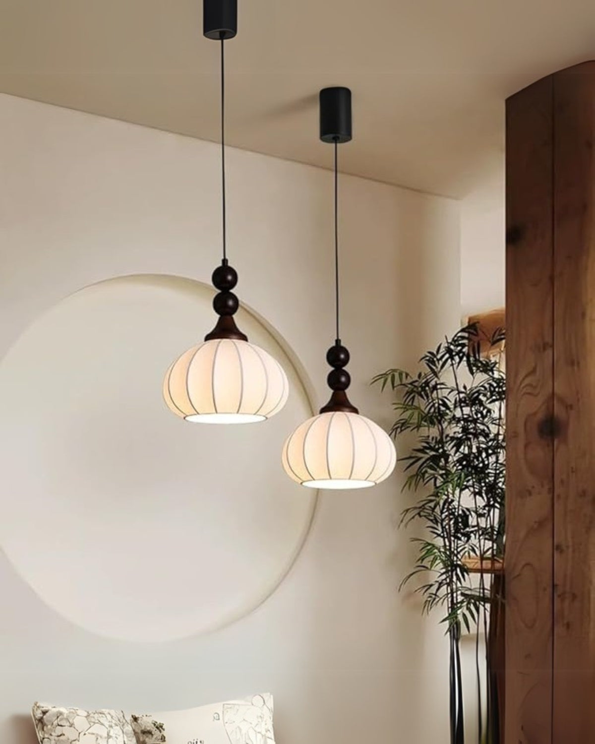LED-Pendelleuchte | Japanisch inspiriertes Holz-Design | Höhenverstellbar | Innenbeleuchtung