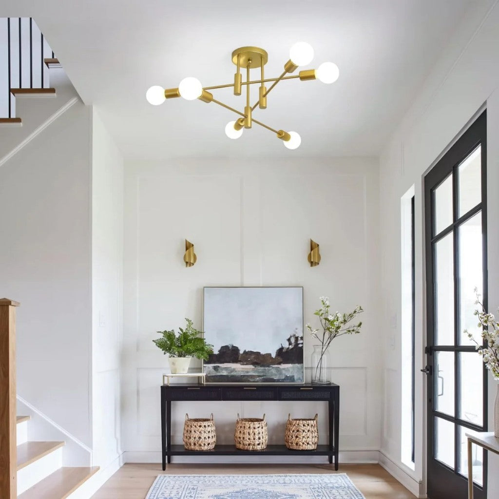 Sputnik Nordic LED-Deckenleuchte in Metall | Mid-Century Modern | 6- oder 8-flammig