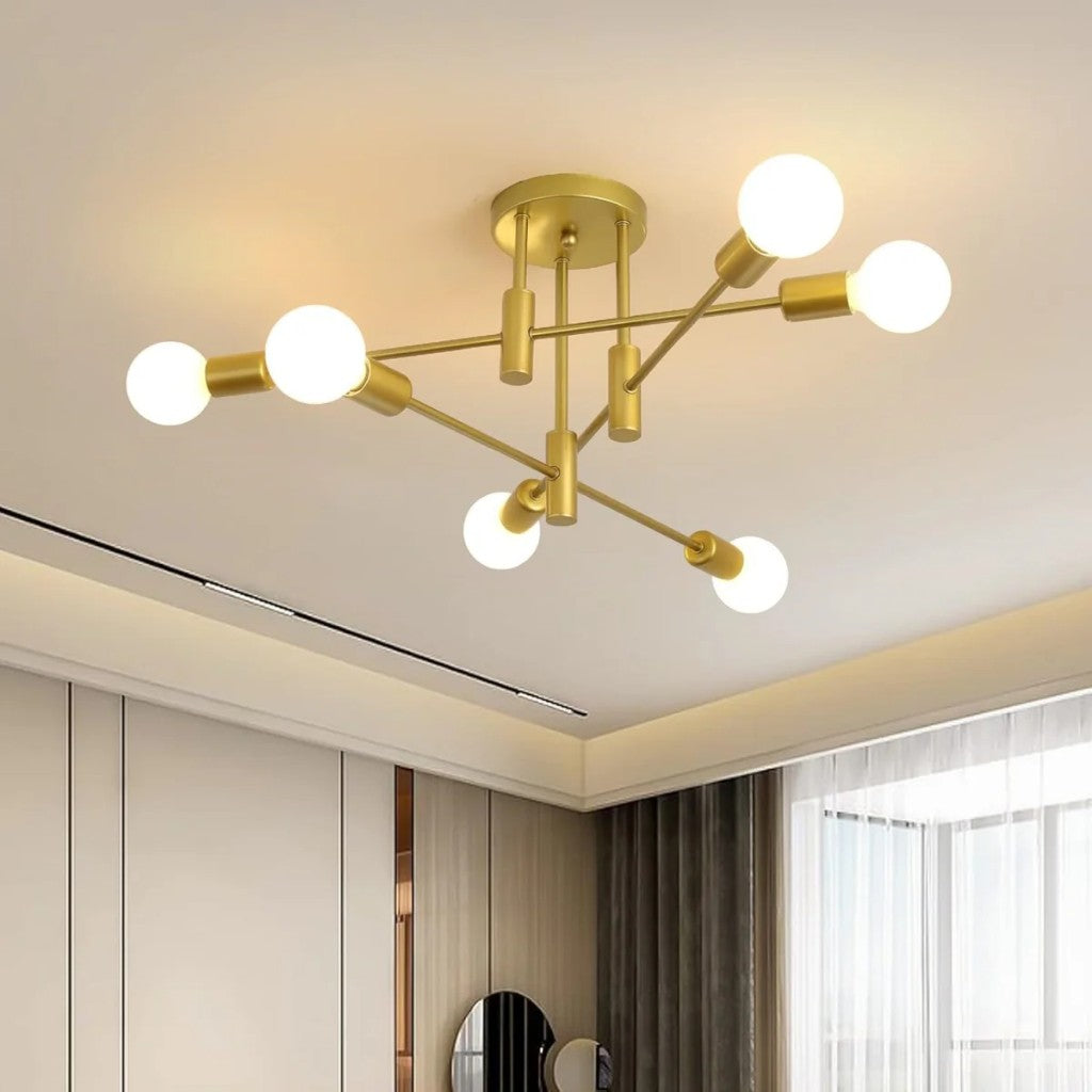 Sputnik Nordic LED-Deckenleuchte in Metall | Mid-Century Modern | 6- oder 8-flammig