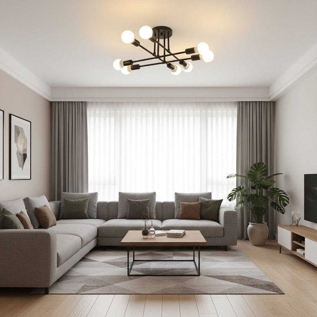Sputnik Nordic LED-Deckenleuchte in Metall | Mid-Century Modern | 6- oder 8-flammig