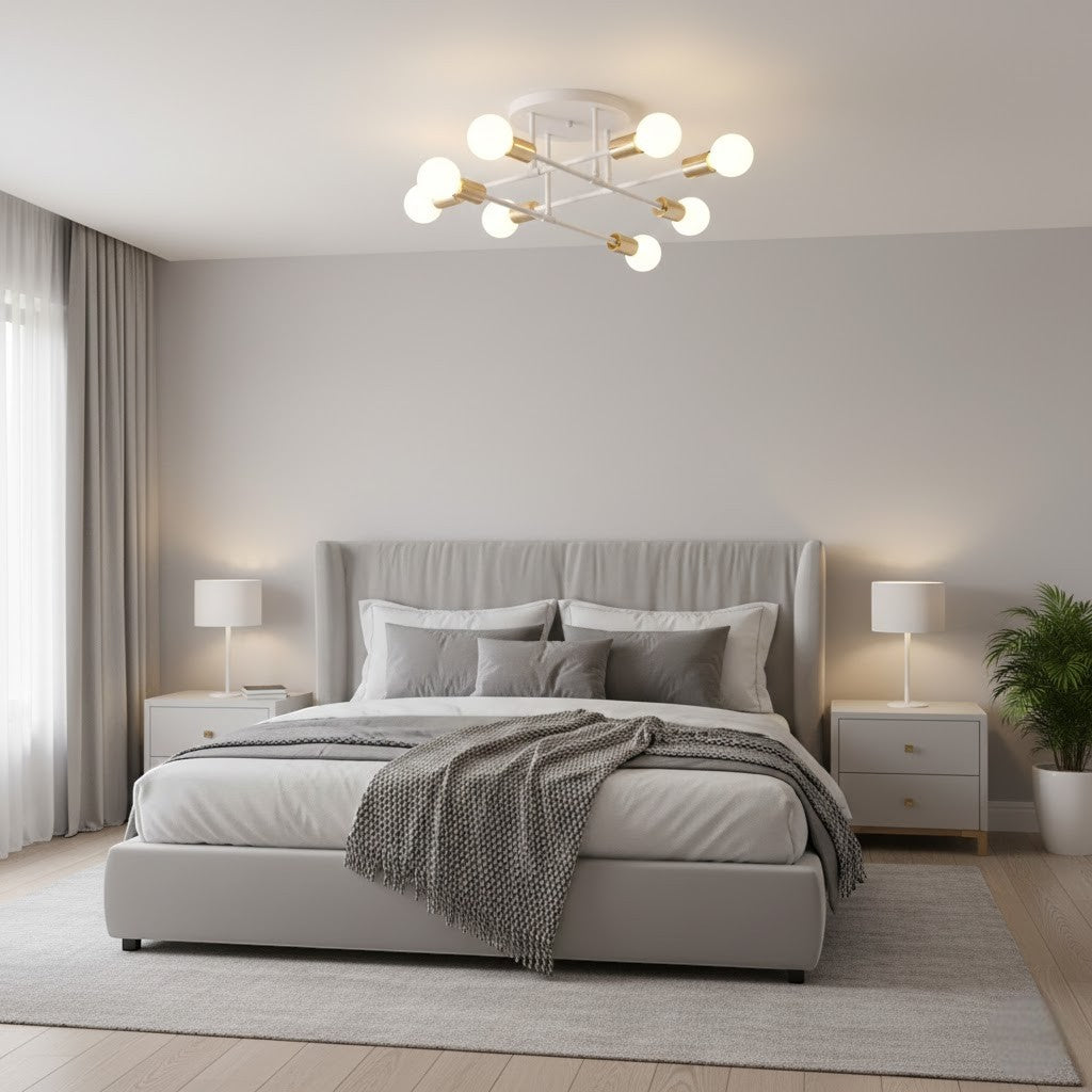 Sputnik Nordic LED-Deckenleuchte in Metall | Mid-Century Modern | 6- oder 8-flammig