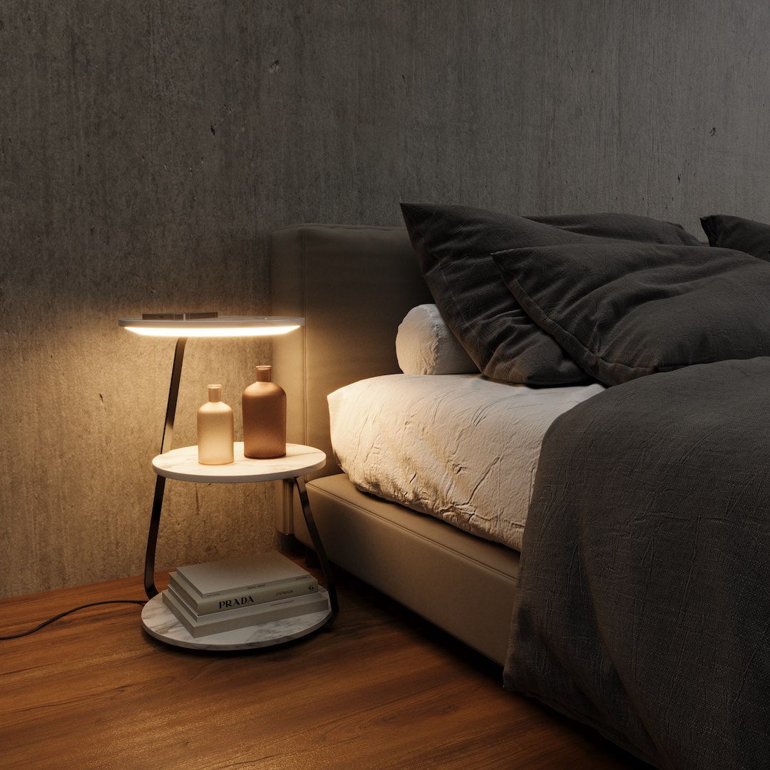 Beistelltisch mit Lampe | Holz & Metall | Design-Wohnaccessoire | Warmes Stimmungslicht