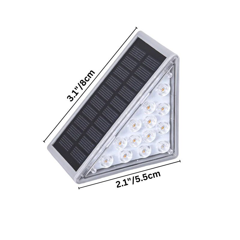Solar-Stufenleuchte LED | Dreiecksdesign | IP65 Außenleuchte | Treppen & Wege