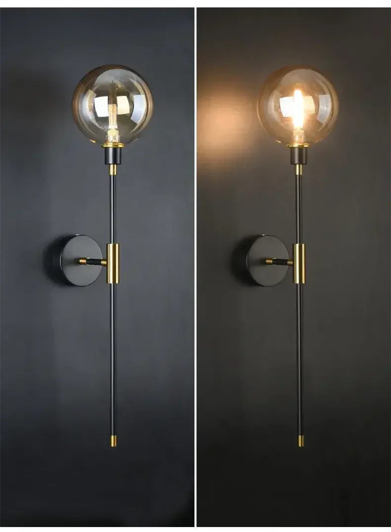 Industrielle LED-Wandleuchte | Glas & Metall | Schwarz | Funktionales Licht